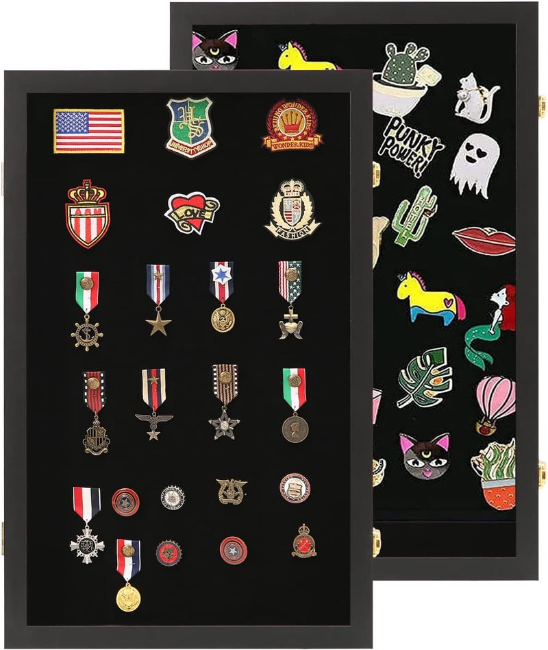 VERANI Pin Display Case 16x25 Pin Collection Display Box Military Medal Display Frame with Uv Protection Acrylic Door for Beach Tags Jewelry Insignia Ribbons Patches Insignia Ribbons Sport Pins - Image 1